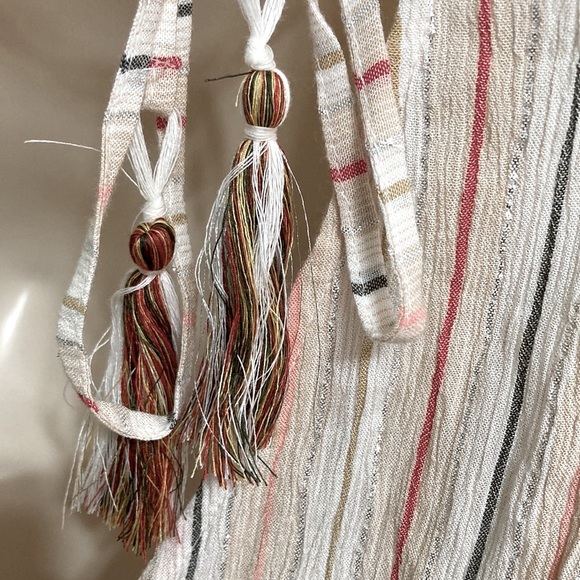 BECCA by REBECCA Coastal Shorts Romper Swim Coverup Striped Shimmery Back Ties - Picture 10 of 16